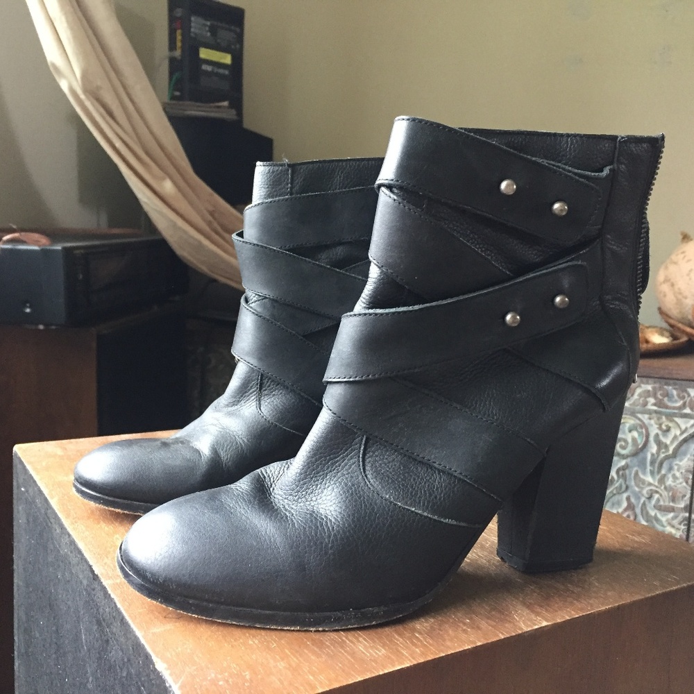 Leather Strappy Boots